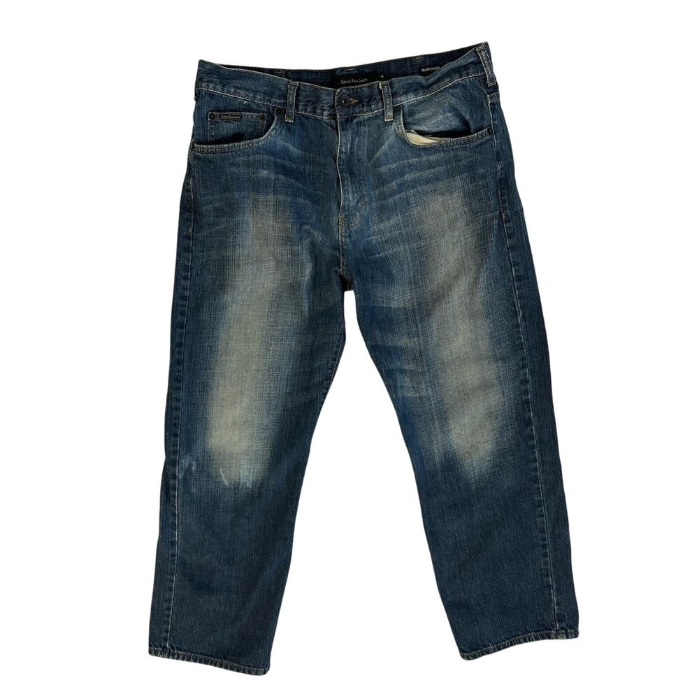 Calvin Klein Relaxed Straight Jeans Men 36 Tag Faded Blue — Measures 33 Waist